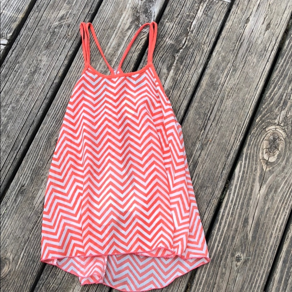 sheveron white and orange tank top